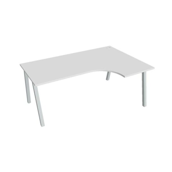 Pracovný stôl UNI A, ergo, ľavý, 180x75,5x120 cm, biela/sivá