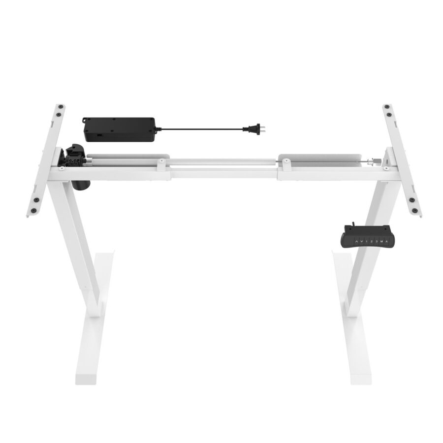 Výškovo nastaviteľný stôl BASIC, 1-motorový, 138x80 cm, podnož biela + doska biela - Image 2