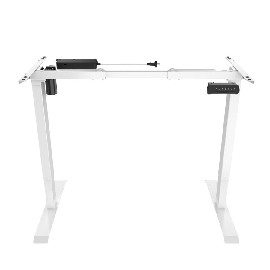 Výškovo nastaviteľný stôl BASIC, 1-motorový, 160x80 cm, podnož biela + doska sivá - Image 2