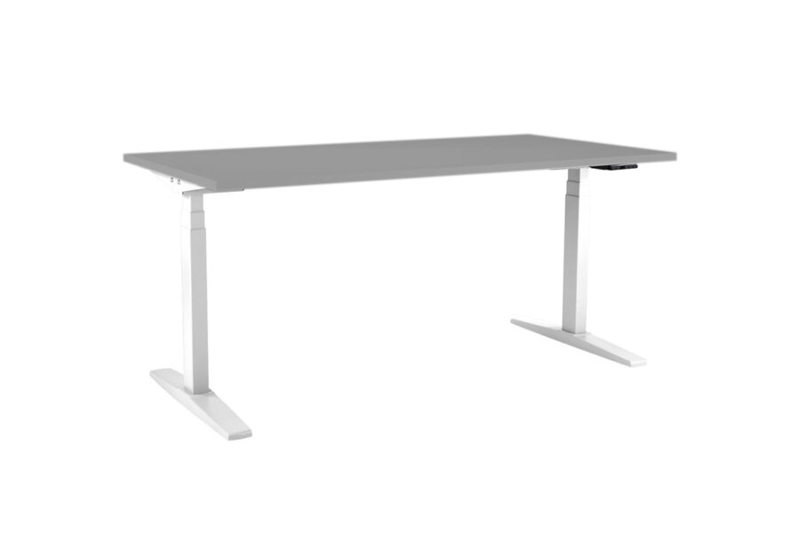 Výškovo nastaviteľný stôl BASIC, 2-motorový, 160x80 cm, podnož biela + doska sivá - Image 2