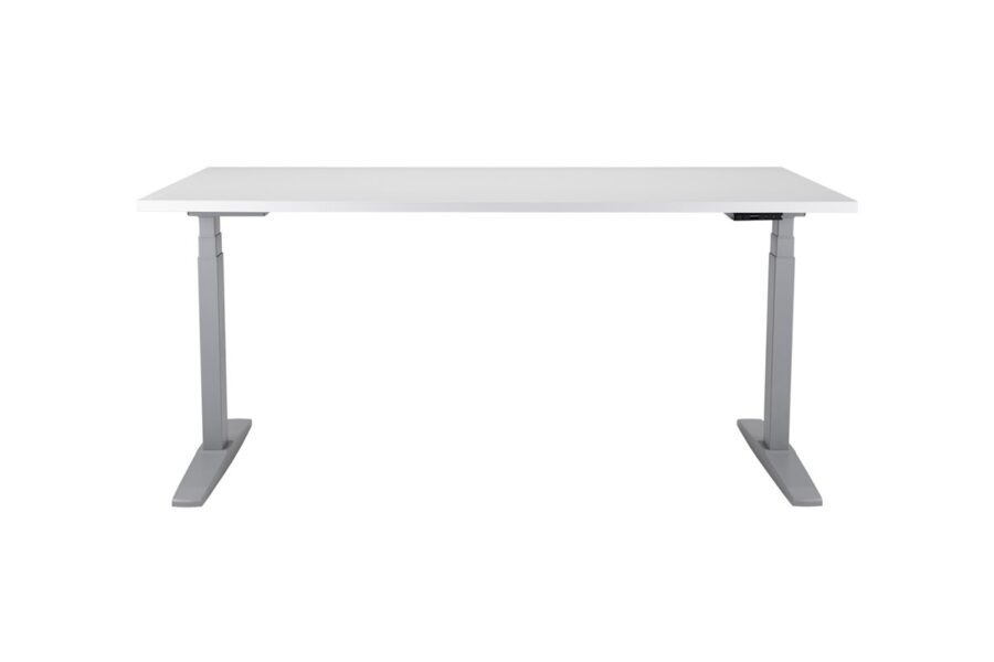 Výškovo nastaviteľný stôl BASIC, 2-motorový, 138x80 cm, podnož sivá + doska biela - Image 2