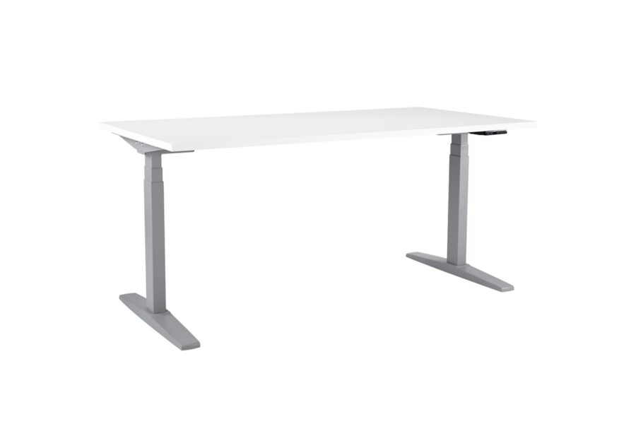 Výškovo nastaviteľný stôl BASIC, 2-motorový, 160x80 cm, podnož sivá + doska biela - Image 2