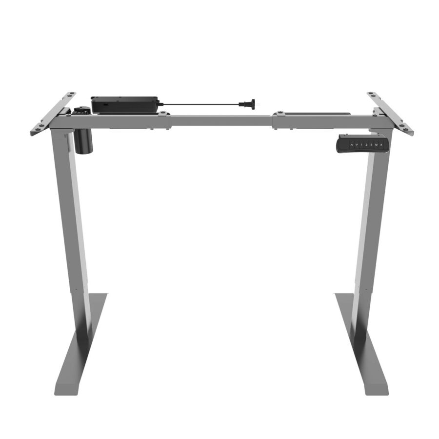 Výškovo nastaviteľný stôl BASIC, 1-motorový, 160x80 cm, podnož sivá + doska biela - Image 2