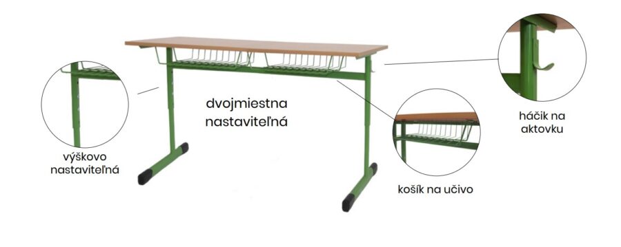Dvojmiestna lavica pevná, veľ. 2, červená - Image 2