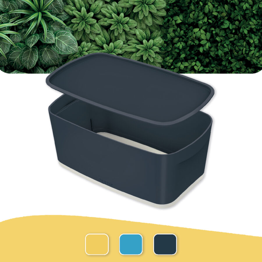 Úložný box s vekom Leitz MyBox, veľkosť S zamatový šedý - Image 3
