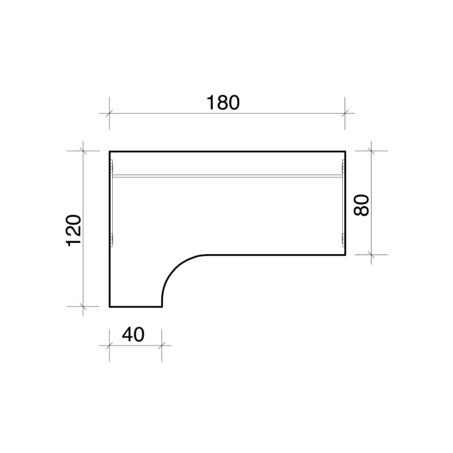 Pracovný stôl Uni, ergo, pravý, 180x75,5x120 cm, biela/biela - Image 2
