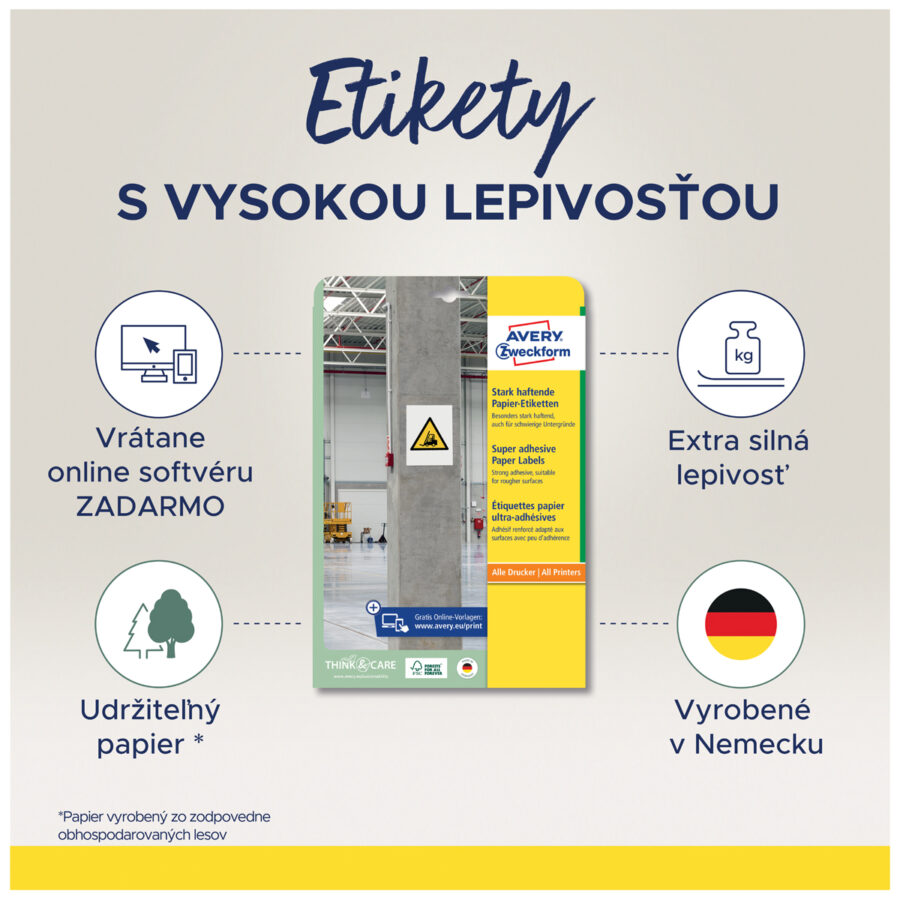 Etikety univerzálne 25,4x10mm Avery A4, silne lepivé 20 hárkov - Image 6