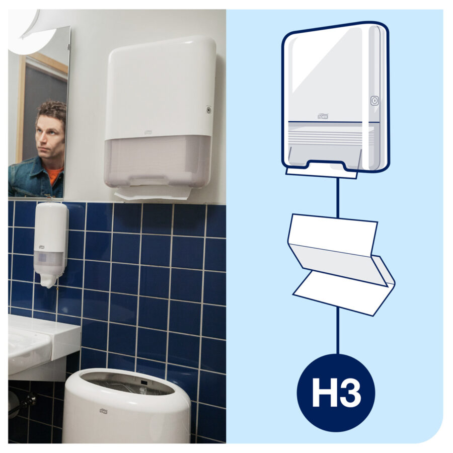 Zásobník na skladané utierky TORK Singlefold/C-fold biely H3 - Image 3