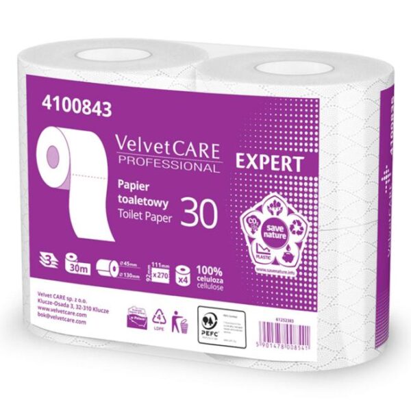 Toaletný papier 3-vrstvový VELVET CARE Expert 100% celulóza 30m (4ks)